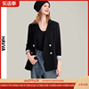 havva2024春季黑色西装外套，女气质修身法式女装西服上衣b1544