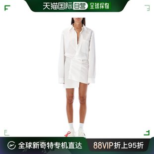 香港直邮潮奢 Off-White 女士 灰白色长袖府绸衬衫连衣裙 OWDG005