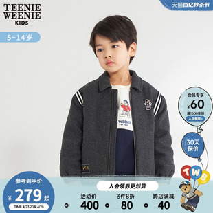 teenieweeniekids小熊童装男童22年春款时尚拼接拉链毛呢大衣