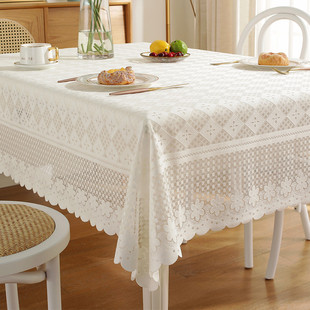 纯色桌布法式高级感蕾丝布艺欧式餐桌美式圆桌长方形茶几台布盖巾