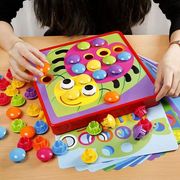儿童拼图益智玩具1-3岁宝宝，早教拼插板蘑菇钉男女孩，智力开发早教
