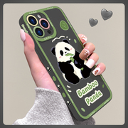 熊猫啃竹适用苹果13手机壳iphone14天使眼，12mini11pro液态硅胶xsmax镜头，全包ip8防摔66s高级7plus保护套
