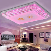 超亮LED长方形客厅吸顶灯无极简约大气水晶大厅灯七彩遥控低压灯