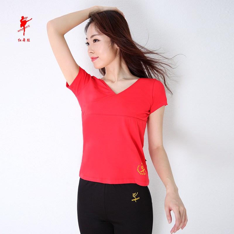 红舞鞋 舞蹈练功服白色上衣短袖形体服半袖跳舞衣服修身V领舞蹈服|msdalam kategori sukan/Yoga/kecergasan/bekalan peminat, Dance/Aerobik/Gymnastics, Aerobik, Baju senamrobik - dari Buy2taobao.com untuk memberikan perkhidmatan ejen Taobao profesional membeli