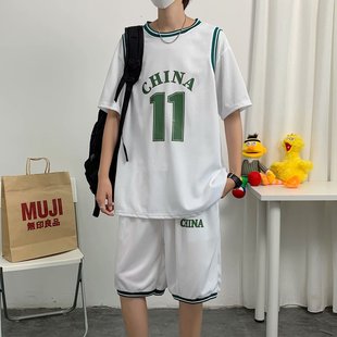 初中高中学生套装男女夏季青少年，休闲篮球运动服夏天短袖短裤11号