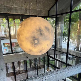 3D月球灯大号商用圆球吊灯餐厅酒店酒吧氛围灯星球灯户外月亮灯