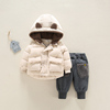 宝宝棉衣套装2023冬装婴儿棉袄男童加绒加厚保暖小童外套1-3