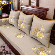 红木沙发中式实木家具，绣花靠沙发套罗汉床子五件套