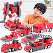 儿童玩具拼装益智变形磁力，车积木挖土机，组装磁铁工程车男孩机器人