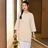 新中式女装2024春季松弛感复古上衣女中国风设计感长袖针织衫