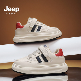 jeep女童鞋儿童小白鞋白色，鞋子2023春秋运动鞋小学生男童板鞋