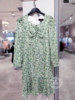 vm国内绿色印花法式长袖中长雪纺，连衣裙女32217d047