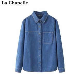 拉夏贝尔/La Chapelle春夏季轻薄牛仔衬衫女衬衣宽松长袖上衣