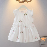 婴儿衣服0-1-2-3岁女宝宝连衣裙，无袖夏装百天新生儿韩版棉布裙子