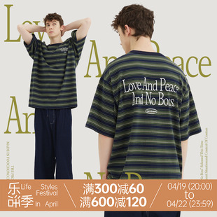 warmtreesloveandpeaceand，noboss藏青，军绿条纹短袖t恤