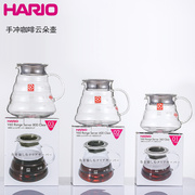 日本进口hario手冲咖啡壶，v60经典云朵壶耐热玻璃，分享壶咖啡下壶