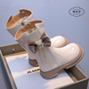 女童棉靴2023秋冬长筒靴宝宝长靴儿童靴子高筒靴，二棉加绒皮靴