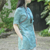 念江南苎麻中国风上衣，2024女印花盘扣，斜襟禅意复古棉麻衬衫