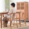 新中式实木餐椅家用老榆木餐桌椅子靠背月牙复古牛角椅