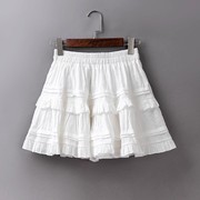 夏季白色短裙女棉质显瘦小个子，高腰半身裙蓬蓬裙学院，风黑色蛋糕裙