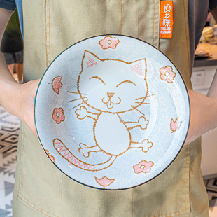 日本进口美浓烧蜡笔猫系列饭饭碗面碗盘子日式陶瓷器餐具散件