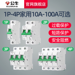 公牛空气开关1p家用空开32a安2p塑壳小型63a三相电闸空开关断路器