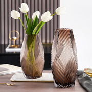 现代简约几何创意玻璃花瓶摆件水养鲜花郁金香客厅桌面插花装饰品