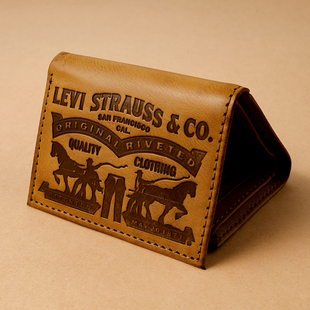 美国 Levis李维斯三折双马短款钱包男士皮夹铁礼盒装31LV1179