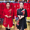网红同款唐装女中长款韩版修身中式上衣外套开衫中国风连衣裙旗袍