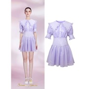 susanlazer授权女连衣裙紫色，娃娃领泡泡袖，浪漫度假时尚仙23