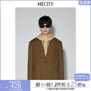 mecity男士春季羊毛，商务切角口袋复古千鸟格，西服男532002