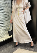 rrfashion2024春季欧洲站半身裙女时尚，褶皱肌理感直筒裙子