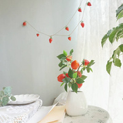 仿真草莓藤条可爱少女，心假花水果串，装饰绢花室内壁挂花卉卧室摆设