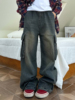 XBRO美式复古水洗做旧垂感大口袋工装显瘦百搭古着宽松牛仔裤男女