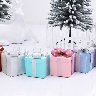 圣诞节日金粉礼盒圣诞装饰礼物盒商场橱窗圣诞树堆头美陈装扮用