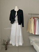 hqy+韩版气质刺绣针织开衫，+显瘦百搭蕾丝吊带，背心+半身裙三件套