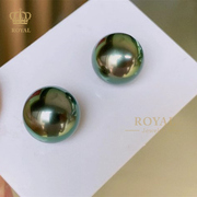 ROYAL珠宝海水大溪地黑珍珠裸珠配对11-12mm可定制耳钉耳环自戴礼