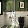 法式复古风卫生间瓷砖绿色花砖，浴室橄榄绿墙砖厕所防滑水磨石地砖
