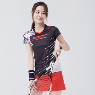 佩琪酷2023羽毛球服女套装速干短袖乒乓球队服运动短裤比赛服