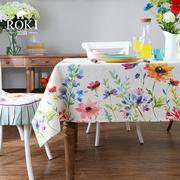 水彩花卉田园桌布美式餐桌布，英伦田园餐桌布，套装茶几盖布定制布艺