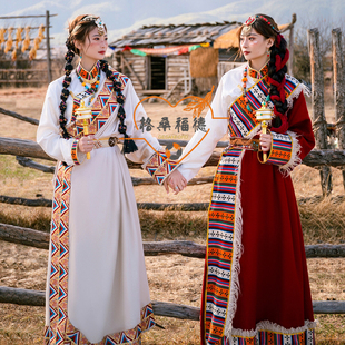 藏服女款贵族藏袍写真西藏旅游藏式少数民族风，藏族舞蹈演出服装女
