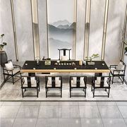 新中式拼色泡茶桌办公室简约家用内嵌茶盘实木客厅休闲接待泡茶台