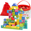大块木制儿童桶装数字，交通水果积木1-3-6周2岁宝宝幼儿园益智玩具
