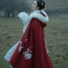 长款加厚长袄斗篷外套中国风红白色毛领披风古装冬装汉服女仙气