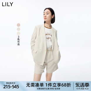 高品质醋酸LILY夏装女装凉感一粒扣通勤轻薄西装外套女