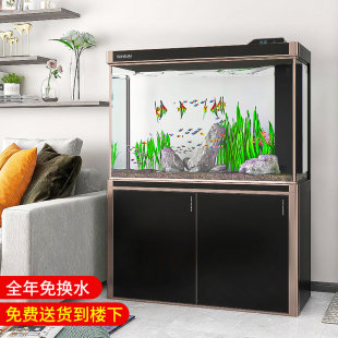 森森大型鱼缸水族箱免换水客厅超白玻璃，中型生态缸下过滤底滤鱼缸