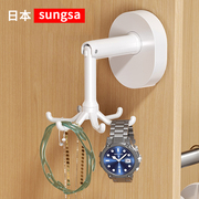 日本吸盘挂钩免打孔浴室厨房强力卫生间置物架家居挂钥匙旋转粘钩