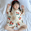 夏季宝宝棉纱家居服套装，薄款男童女童空调，服纱布亲子短袖睡衣网红