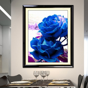 蒙娜丽莎蓝色妖姬十字绣2021线绣客厅小幅卧室，简单餐厅自己绣