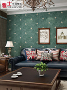 美式乡村田园风格墨绿色墙纸复古欧花欧式卧室客厅电视背景墙壁纸